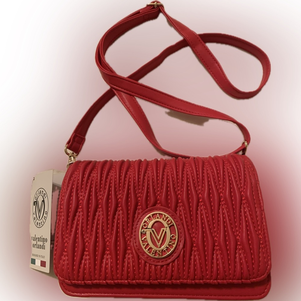 NWT Valentino Orlandi RED Shoulder Bag Crossbody Clutch VALENTINO ORLANDI Purse